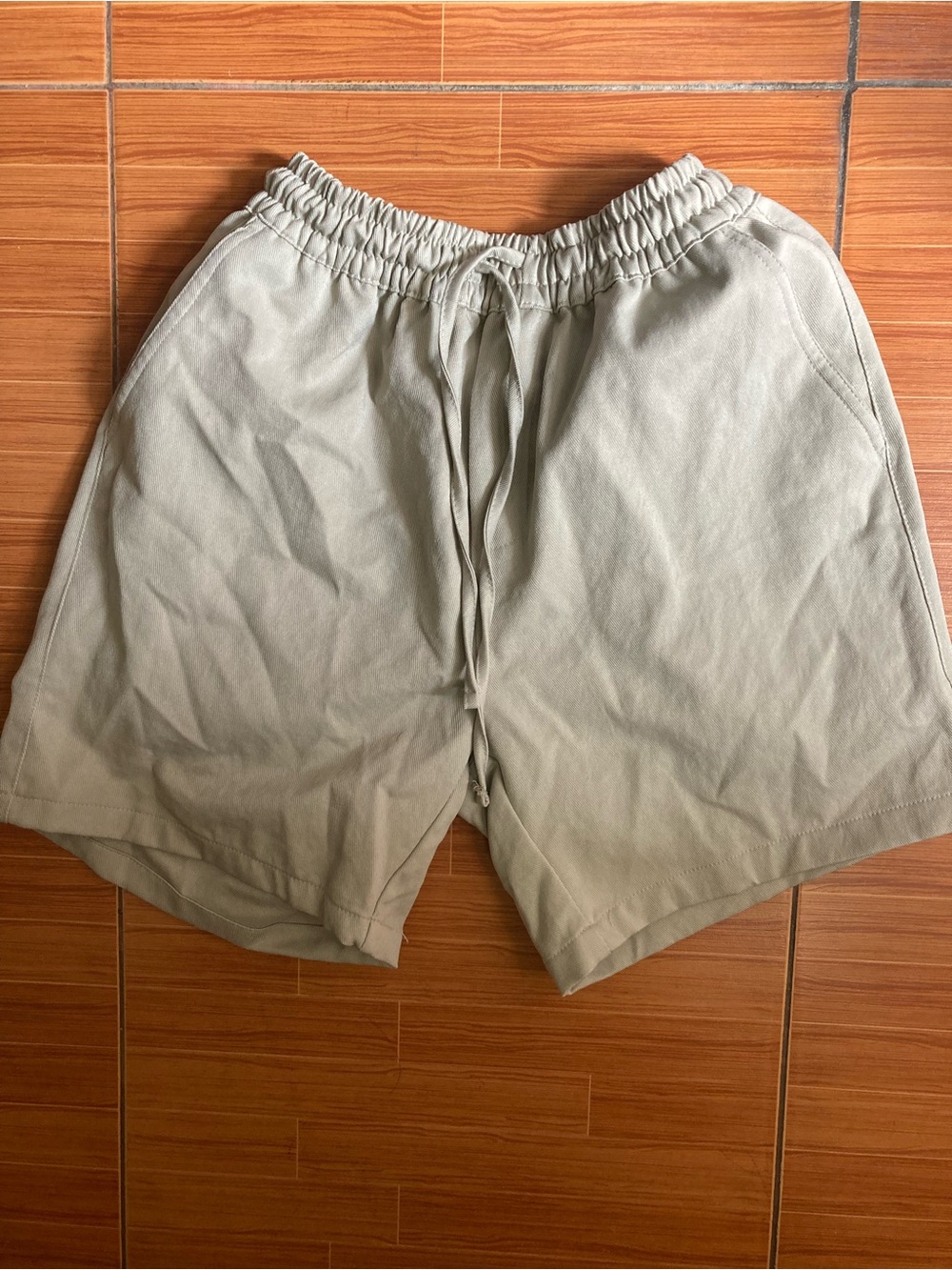 Men's Athletic Drawstring Shorts in Light Beige